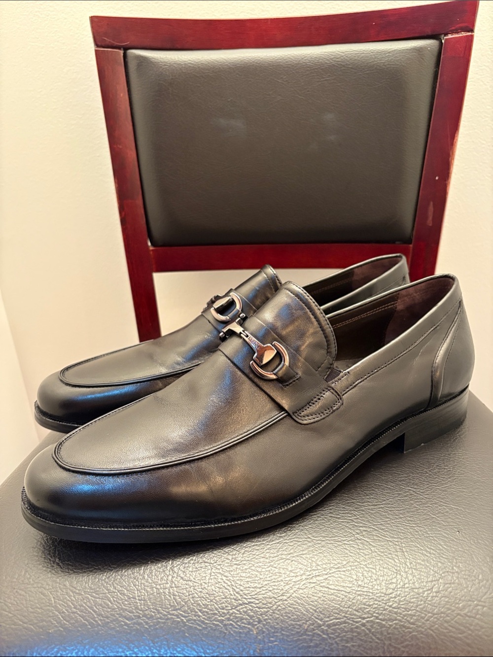 Bruno Magli Black Leather Bit-Detail Loafers